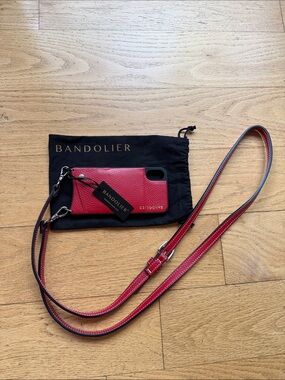 Bandolier Red Leather Crossbody iPhone X/Xs Case with Strap